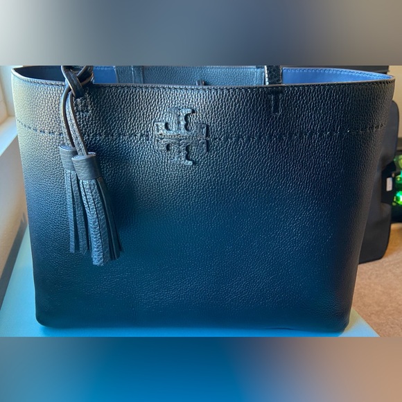 Tory Burch McGraw Tote - Black / Royal Navy - Picture 3 of 16